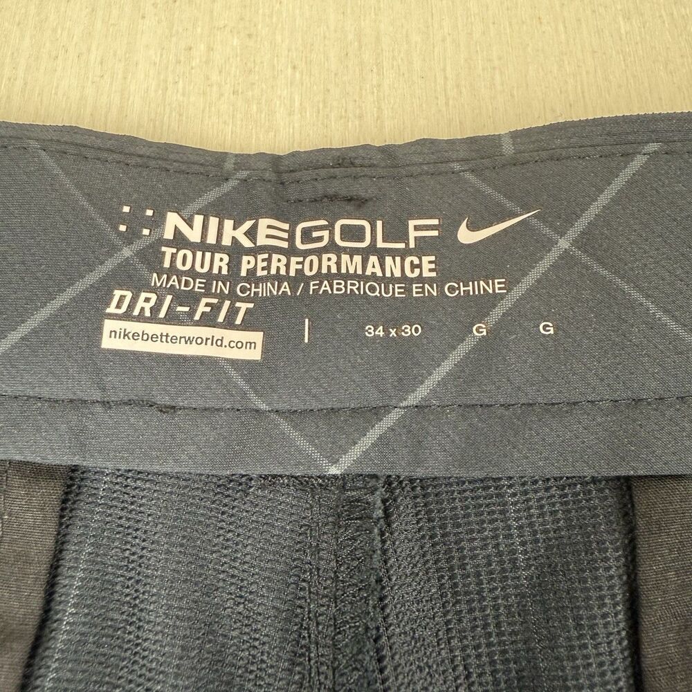 Nike Golf Tour Performance Dri-Fit Pants 34x30 Men Black Windowpane Check 452701 - Picture 6 of 12